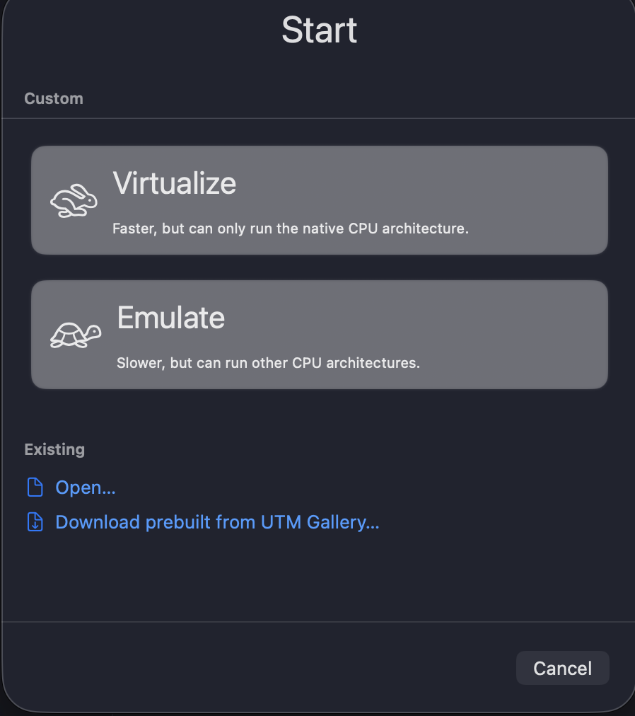 Selecting virtualization mode